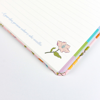 Carnet spirale A5 rose clair à motifs floraux vintage avec planning mensuel et hebdomadaire, 100 feuilles - Cadeau idéal pour l'écriture et le journaling