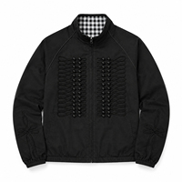 TOPSHOW GARMENT Nouvelle conception Veste réversible personnalisée style hussard à carreaux noirs avec fermeture éclair