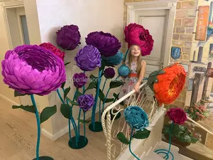 Wholesaler Wedding Party Decor Purple Giant Paper Artificial Flower Stand Shop Store Display 3d Paper Flowers Craft