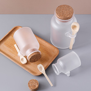 Bán Buôn Biểu Tượng Tùy Chỉnh ABS Matte Rõ Ràng Nhựa Jar Với Xử Lý Nút Chai Muỗng Nhựa <span class=keywords><strong>Container</strong></span> Cho Muối Tắm Thực Phẩm Dưỡng Da - Product Image 5