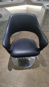 Modern Barber Chair Faux <b>Leather</b> Seat Hydraulic Pump Adjustable Height Round Base Salon Furniture Contemporary Design - Product Image 5
