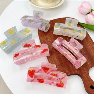 2024 nuovi accessori per capelli da donna artigli per capelli carini con stampa di frutta dolci clip per capelli in plastica acrilica