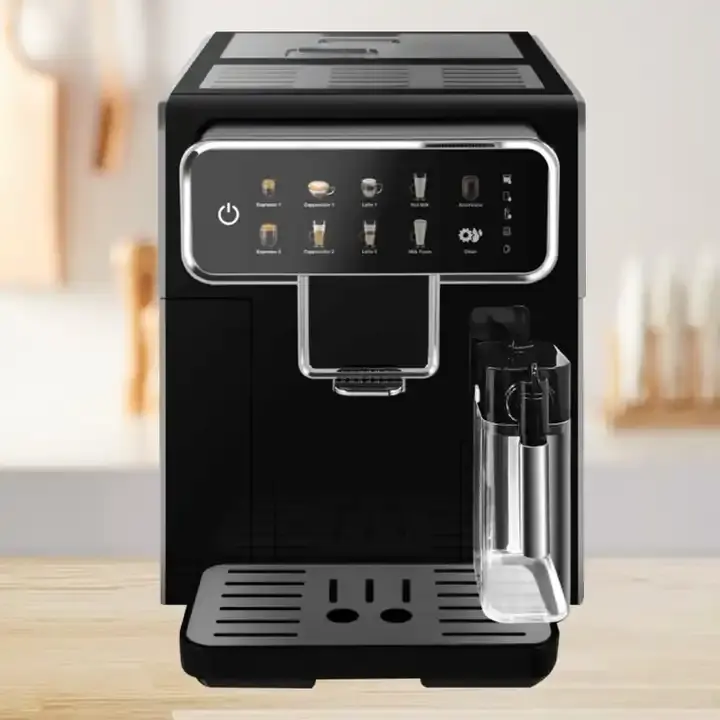 ماكينة صنع قهوة الإسبرسو الذكية المنزلية الأوتوماتيكية بالكامل تعمل باللمس مع خزان حليب