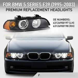 Faros Delanteros con Luces de Circulación Diurna 63126900197 63126900198, Faro con Ojo de Ángel para <span class=keywords><strong>BMW</strong></span> Serie 5 <span class=keywords><strong>E39</strong></span> 1995-2003 - Product Image 1
