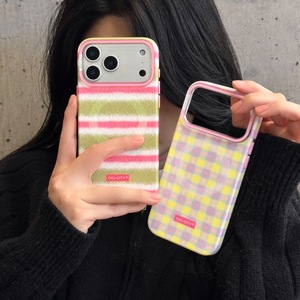 Étui de protection magnétique pour téléphone en moulage par injection, style Ins, rayé vert, rose, <span class=keywords><strong>crayon</strong></span>, avec kit de nettoyage pour 15 <span class=keywords><strong>Pro</strong></span> Max - Product Image 2