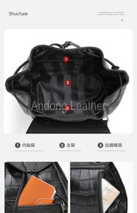 Sacs à dos pour femmes, motif crocodile, cuir de vache véritable, sac à dos classique - Product Image 4