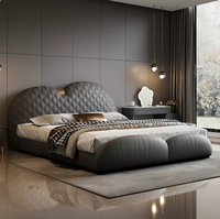 Lit King Size de Luxe Moderne en Cuir avec Rangement, Écologique, Durable, Cadre en Bois, Fonctionnel pour Appartement, Haut de Gamme, Élégant pour Chambre Parentale