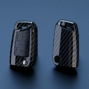 Funda Protectora para Llave de Coche de Fibra de Carbono ABS para VW Volkswagen Golf 7 MK7 Tiguan <span class=keywords><strong>MK2</strong></span> para SEAT Ateca Leon <span class=keywords><strong>FR</strong></span> 2 Ibiza para Skoda Octavia - Product Image 2