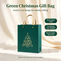 Sac cadeau élégant avec impression à chaud, poignée tressée, réutilisable, thème Noël, emballage cadeau vide