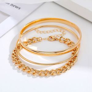 Trendy Geometric Link Chain Bracelet <b>Set</b> for Women 3Pcs/<b>set</b> Punk Women Gold Chain Link <b>Bangle</b> Bracelets - Product Image 4