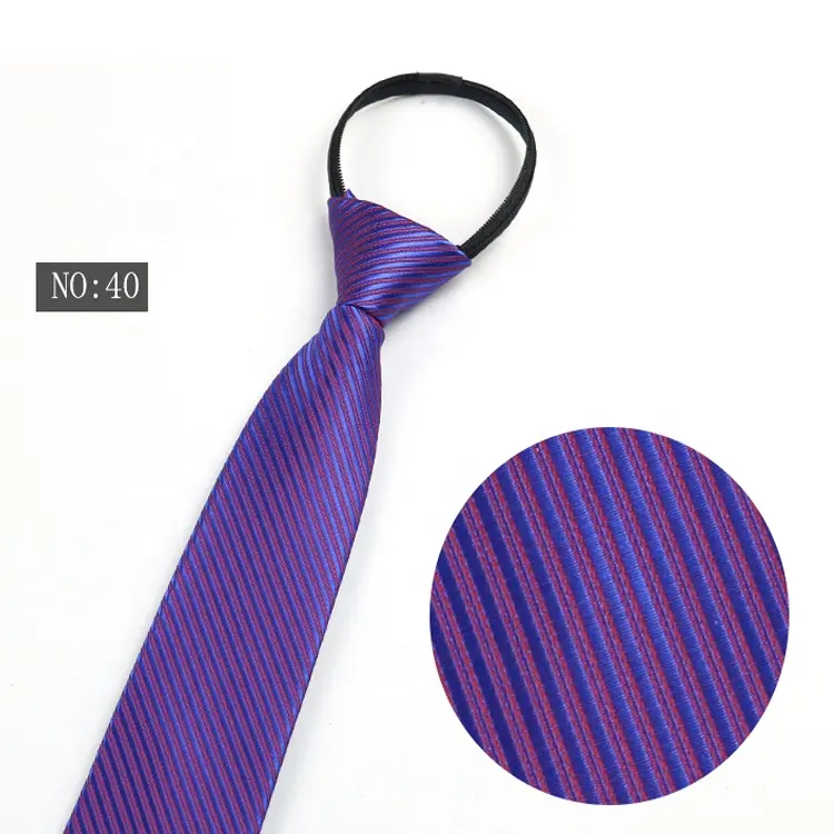 Factory manufactured cheap ready to ship zipper tie 19 inches men purple 100% polyester zipper ties