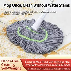 Mopa de Acero Inoxidable de Alto Rendimiento con Autoexprimido, Mopa de Microfibra Súper Absorbente para <span class=keywords><strong>Limpieza</strong></span> <span class=keywords><strong>del</strong></span> <span class=keywords><strong>Hogar</strong></span>, Cocina y Pisos - Product Image 5