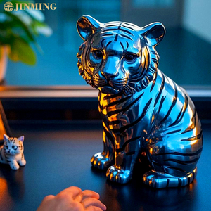 Estatuas artísticas modernas de animales de tamaño natural, esculturas de tigre de acero inoxidable, esculturas de tigre de metal - Product Image 4