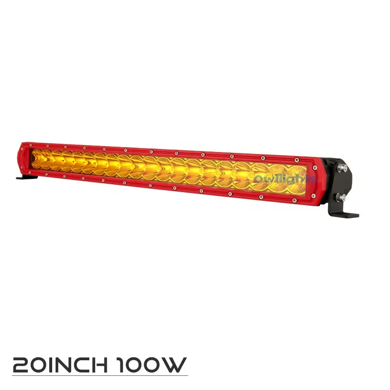 China Wholesale Truck Accessories Car Decor LED Tail Light 20 Inch Single Row Yellow LED Light Bar for Foggy Rainy and Snowing