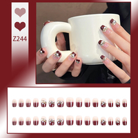 Faux ongles à presser pré-conçus, 24 pièces, en acrylique et ABS, forme carrée, French Manucure, couvrance totale, faits à la main, avec colle pour les doigts, vente en gros