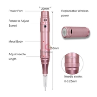 Draadloze Permanente Make-Up Machine Cordless Pmu Wenkbrauw Tattoo Machine Pen Digitale Microblading Eyeliner Lip Met 2 Batterij