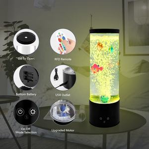 リモコン付き バブルフィッシュランプ、色が変化するLEDライト付き 動く魚のアクアリウム ナイトライト ノベルティギフト 50 12 15 0.5 - Product Image 5