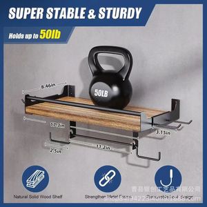 Wooden Wall Mounted Tissue Holder 3 Tier Shelf For Garage <b>Kitchen</b> Storage Rack With <b>Paper</b> Roll Holder - Product Image 5