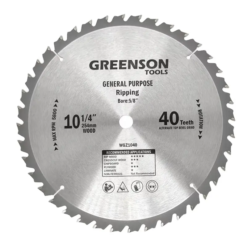 Greenson Tools-Lame de scie circulaire tct pour la coupe du bois général 10-1/4 pouces 254 mm 40 T