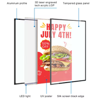 Kotak Lampu LED Gantung Persegi Panjang Tahan Air Bingkai Poster Aluminium Papan Tanda Bercahaya untuk Pemasaran Restoran Bioskop