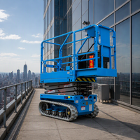 Lift Gunting Listrik Beroda Rantai Beban Berat 10.5m GS0810TL-B Platform 500kg dengan Ekstensi 900mm untuk Perawatan Fasilitas