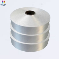 Ruban en satin polyester simple/double à bords coupés pour étiquettes d'entretien, imprimé en flexographie