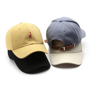 Wholesale Custom Men High Quality Bulk 6 Panel Leather Strap Baseball Caps,100% Cotton Embroidered Logo Unstructured Dad Hat