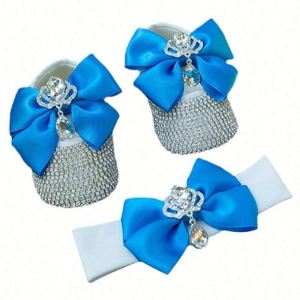 Newborn Spring Casual Photography Props Breathable Comfortable <b>Wool</b>/Nylon Rhinestone Bow Crown Baby Shoes Headbands <b>Socks</b> Usa - Product Image 2