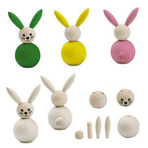 Kit de lapin en bois à faire soi-même avec perles détachées et yeux imprimés pour les activités de peinture et d'artisanat pour enfants de 2 à 4 ans - Product Image 1