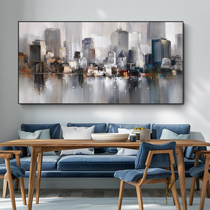 Pittura a olio di grande paesaggio urbano dipinta a mano architettura moderna Texture tela pittura Home <span class=keywords><strong>Gallery</strong></span> Wall <span class=keywords><strong>Art</strong></span> - Product Image 3