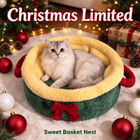 Lit de repos moderne pour animaux de compagnie, design hiver Noël, avec côtés surélevés de 20 cm, pour sieste, détente, confort thermique et réconfort, pour chats/chiens