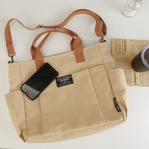 Custom Printed Logo Shoulder Messenger Commuting Portable Unisex Canvas Tote Bag With Zipper and Pocket - Product Image 6