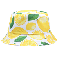 Chapeaux Bob Imprimés Ananas Double Face Fitspi pour Femmes et Hommes, Casquette Panama d'Été Motif Citron Cerise, Chapeau de Pêcheur