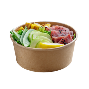 Tazón de Papel Kraft con Tapa de PET, Tazón para Ensalada, Marrón, Desechable, Papel Artesanal, Papel Kraft Ecológico - Product Image 4