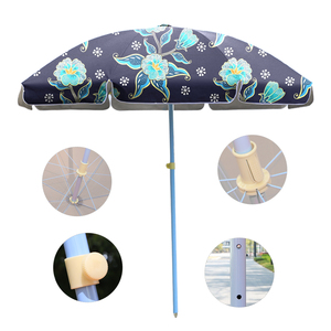 Parasol de plage pliable anti-UV, robuste, résistant au vent et au sable, imprimé personnalisé motif floral - Product Image 2