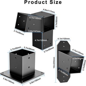 Kit de Pergolado em Formato T - Ajuste Universal, Suporte para Pergolado, Kits de Suportes para Pergolados de Madeira 4x4, para Kits de <span class=keywords><strong>Gazebo</strong></span> de <span class=keywords><strong>Metal</strong></span> - Product Image 5