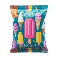 Sac en plastique mylar avec impression personnalisée pour crème glacée Popsicle Ice Pop Joint latéral arrière Pochette plate pour emballage alimentaire avec logo Hot Seal