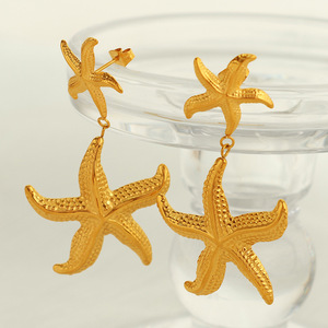 Boucles d'oreilles pendantes en forme d'étoile de mer, en alliage de zinc doré, bijoux de fête, boucles d'oreilles tendance pour femmes EH499 - Product Image 1