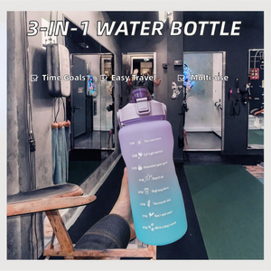 Botella de Agua Deportiva 3 en 1, Reutilizable, Unisex, con Marcador de Tiempo, Pajita para Beber Directo, Tapa de PP, Ideal para Gimnasio y Fitness - Product Image 2