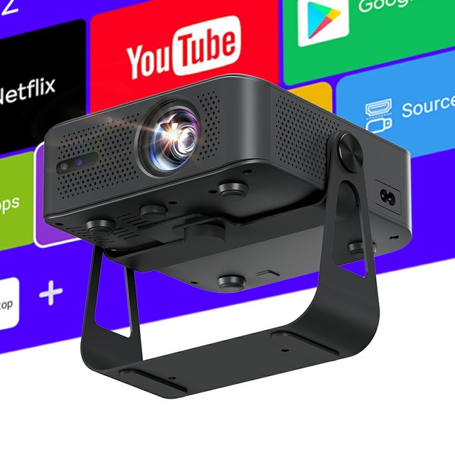 Newest 2026 Android Smart TV Projector 4K Ready 1080P LCD WIFI 6 Bluetooth 5 High Lumens CE ROHS Cheap VideoProjector AUN A005