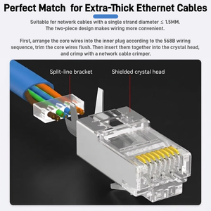 Connecteur Ethernet Cat7 RJ45, connecteur RJ45 8p8c, câble réseau, prise modulaire Ethernet, connecteur Cat7 RJ45 - Product Image 3