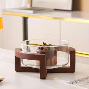 Fabbrica diretta <span class=keywords><strong>grande</strong></span> Dessert Chips <span class=keywords><strong>di</strong></span> frutta <span class=keywords><strong>ciotola</strong></span> <span class=keywords><strong>di</strong></span> miscelazione <span class=keywords><strong>di</strong></span> Pasta Eco Friendly insalatiera in <span class=keywords><strong>vetro</strong></span> con coperchio in legno - Product Image 2