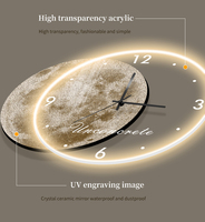 Horloge murale LED personnalisée style nordique en acrylique, ultra silencieuse, design lune, décoration intérieure unique, tendance, simple, à affichage unique