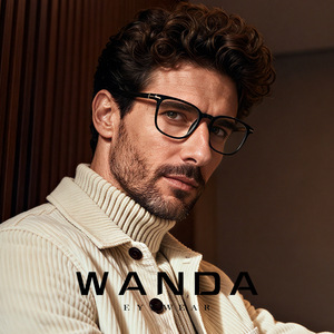 Montura de gafas ópticas Wanda Full Rim F32205, color negro, para hombre, tamaño mediano, lentes transparentes CR-39 - Product Image 1