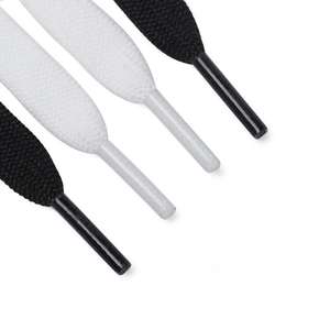 Tali sepatu atletik, tali kanvas tahan lama, tali sepatu atletik lapis ganda tunggal katun hitam putih - Product Image 3