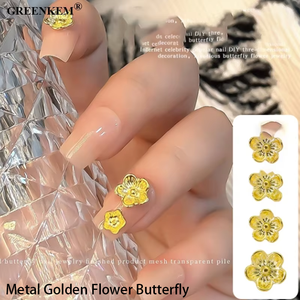 10 pièces sac métal doré fleur papillon ongles strass taille mixte <span class=keywords><strong>Design</strong></span> manucure déco Nail Art décoration - Product Image 6