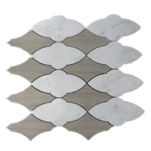Marmer Putih Batu Alam untuk Interior Dinding Desain Ubin Batu Marmer Mosaik Lantai Ubin Interior Dinding Latar Belakang