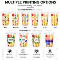 Gobelets en plastique PP rigide transparent de 90 mm, 16 oz, 500 ml avec couvercles, imprimés sur mesure, pour boba, bubble tea, café glacé, smoothies, pour les cafés