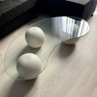Table Basse Créative Minimaliste LeTao Tao 2026 Nouveau Modèle en Verre Trempé Durable avec Cadre Métallique Style Crème Forme Cachemire Facile à Assembler