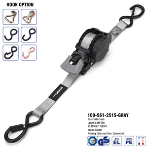 Sangles <span class=keywords><strong>à</strong></span> <span class=keywords><strong>cliquet</strong></span> rétractables automatiques de 1 pouce (25 mm), sangles d'arrimage rétractables de 800 kg - Product Image 1